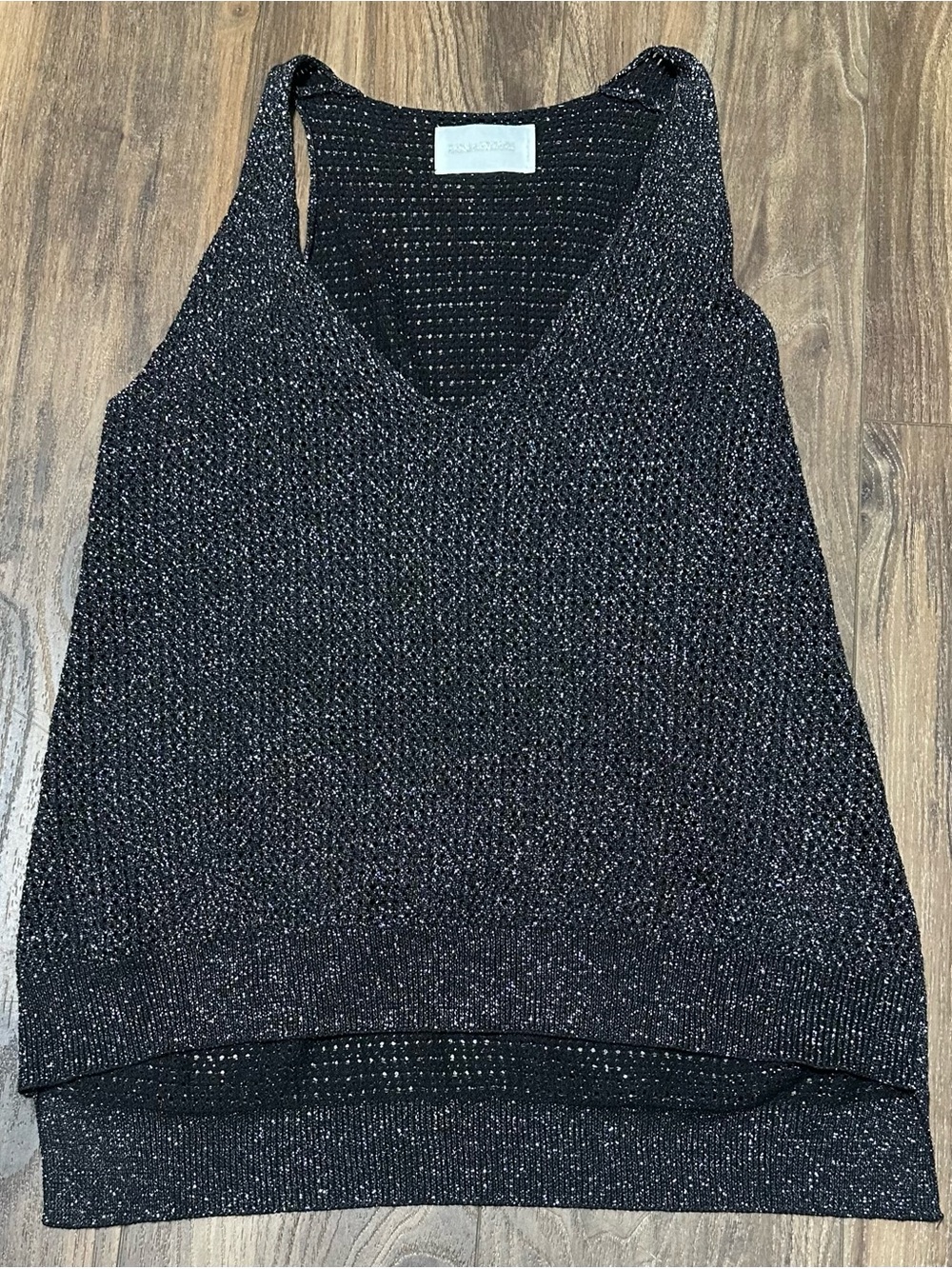Zadig & Voltaire Women’s Open Knit Black Sparkle Sleeveless Tank Top Medium M